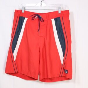 Fullsand Board Shorts L Red Mens Colorblock Hibiscus Swim Trunks